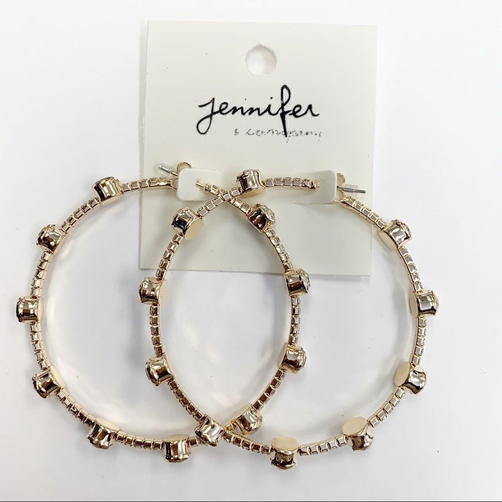Gold Jeweled Flexi-Hoop Earrings